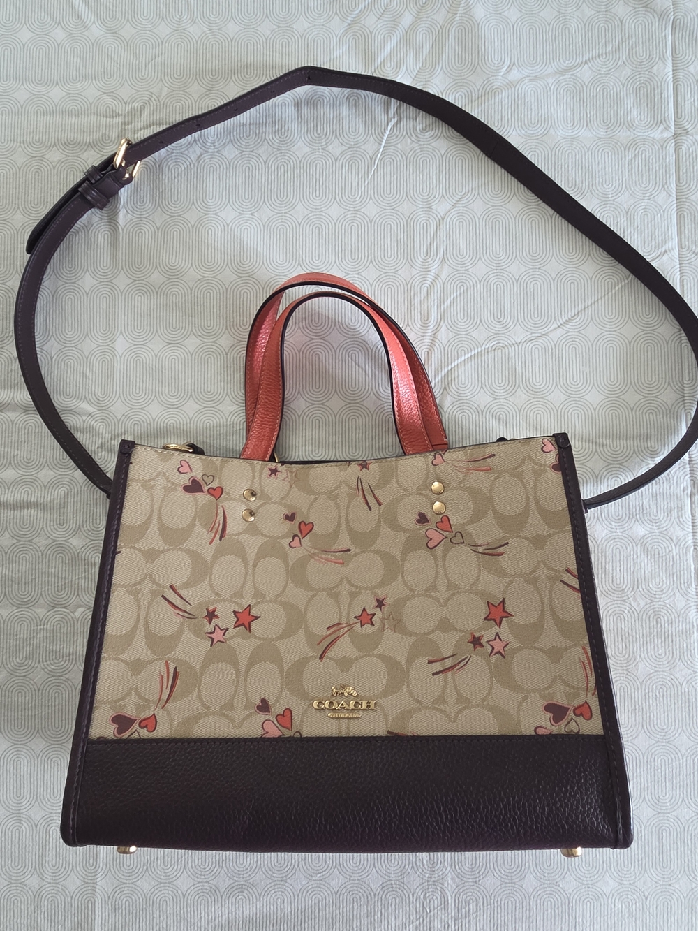 Coach Signature Canvas Tote with Pink and Brown Accents - Picture 2 of 4
